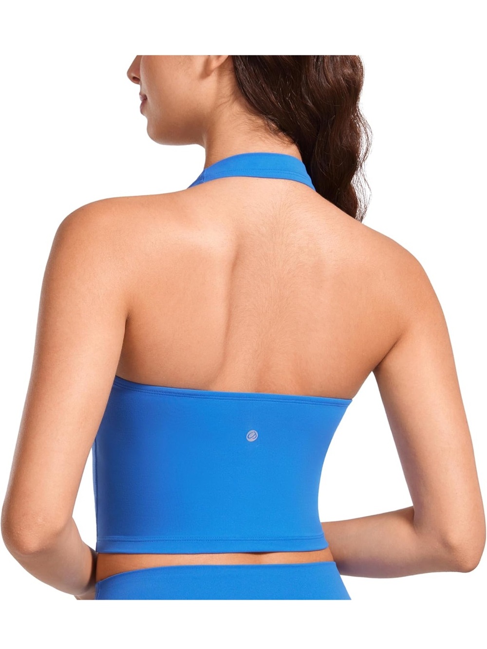 CRZ YOGA Bright Blue Halter Sports Bra Crop - Picture 3 of 6